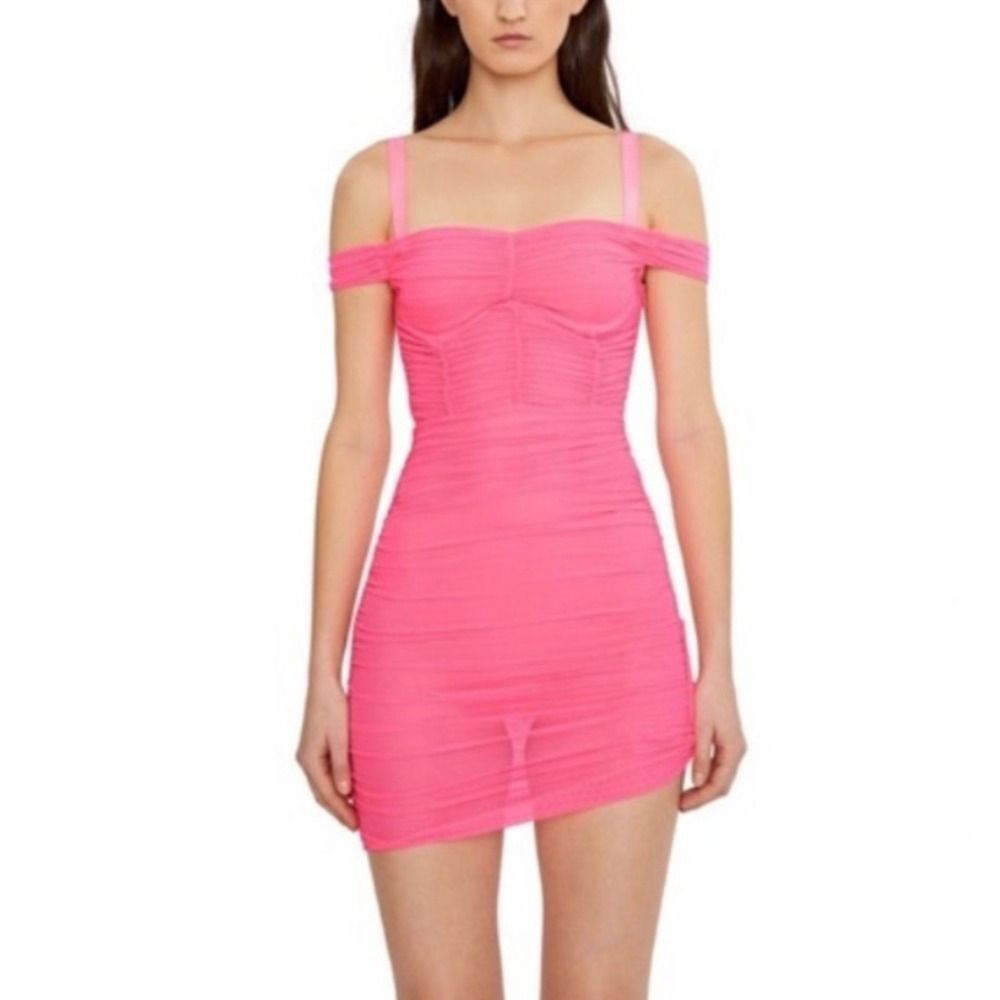 Danielle Guizio Lynx Dress Women’s Small Fluorescent Pink Club Party Mini